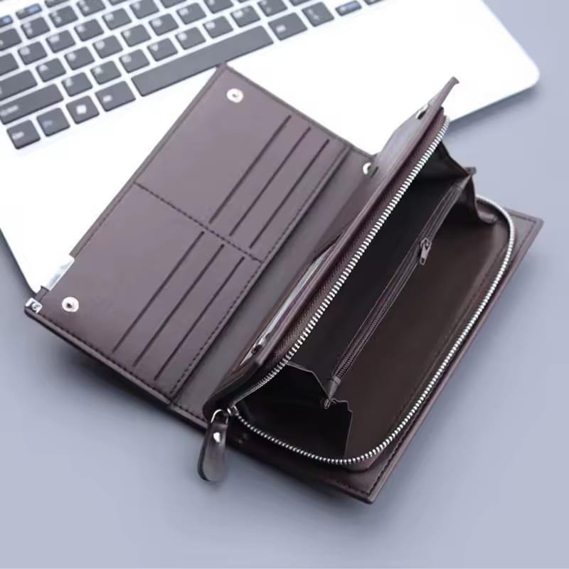 Men's Leather Plain Bifold Long wallet