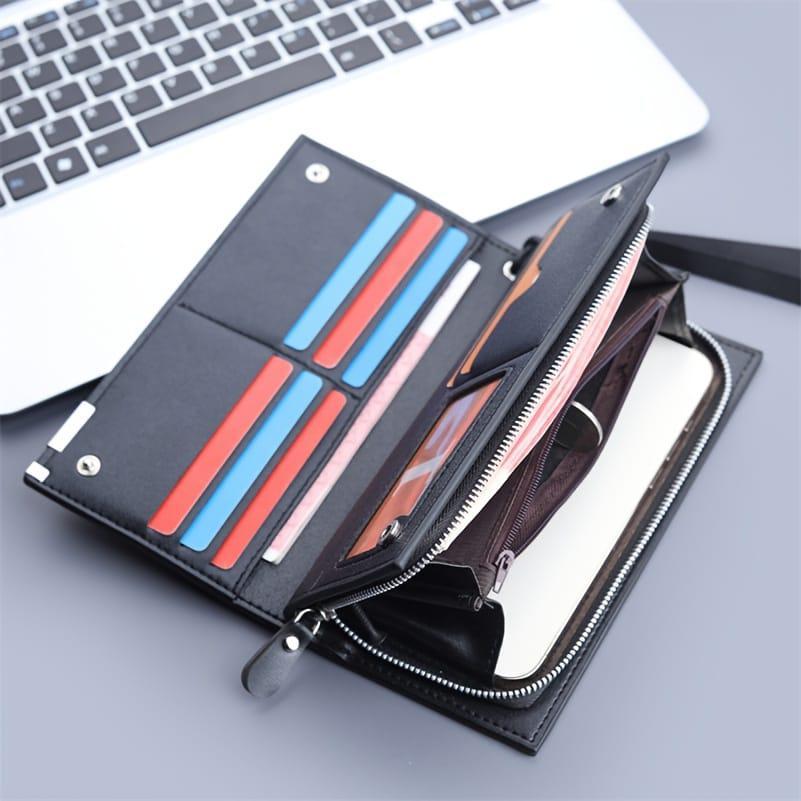 Men's Leather Plain Bifold Long wallet